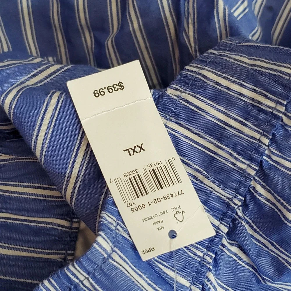GAP Women Sleepwear XXL Blue Shorts Striped Pajama Pants Organic Cotton NWT